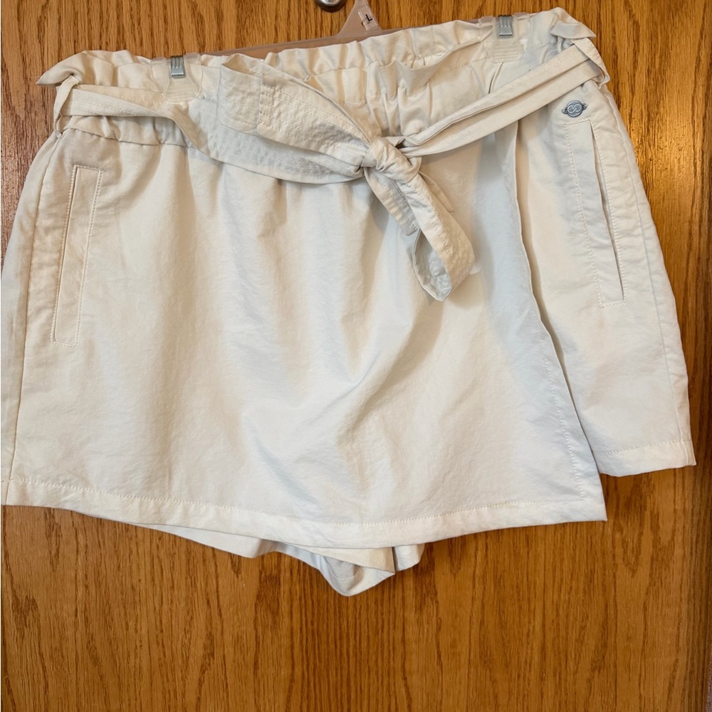 Calia Women's White Paperbag Elastic Tie-Waist Skort